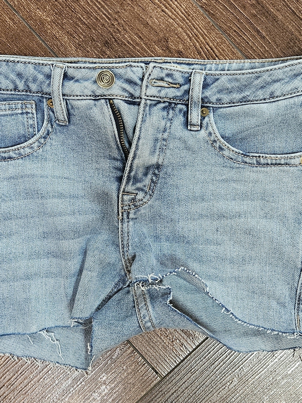 Rocks Light Blue Distressed Women's Denim Shorts